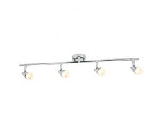 Lighting Collection 4Â LED Entonnoir TÃªte Split-bar spot, Acier, 4Â W, Chrome/opale