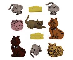 Boutons Galore n Chat Souris en Plastique rÃ©sistant avec Bouton Multicolore