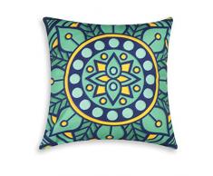 Excelsa - Coussin dÃ©coratif, Rembourrage Inclus, Housse en Coton Mandala MÃ©diterranÃ©en 45 x 45 cm Vert deau