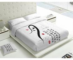 Tsuki Parure de Couette Japonais Kanji Zen Chillout 100% Coton (lit 105)