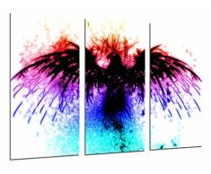 Tableau Moderne Photographique, Impression sur bois, Aigle coloré animal, fond blanc, 97 x 62 cm, ref. 26789