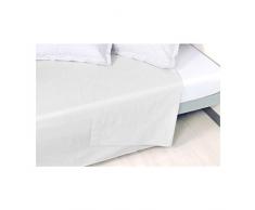 Vent Du Sud Drap Plat Uni en Coton Percale, Neige, 300x240 cm