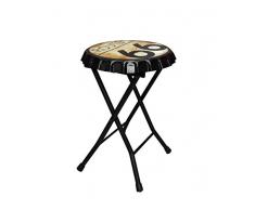 Zep YY715 Tabouret mÃ©tal dÃ©cor, Gris, Noir, Beige, 39 x 35,5 x 10 cm
