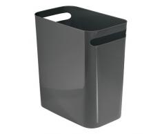 iDesign poubelle cuisine Ã poignÃ©e, petite poubelle de 9,5 L en plastique, poubelle de bureau, salle de bain ou cuisine moderne, gris foncÃ©