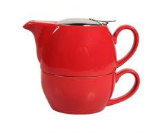 SEMA 99803 EgoÃ¯ste Boule CÃ©ramique Rouge (ThÃ©iÃ¨re 0.65L et Tasse 33cl), 30 x 20 x 16 cm