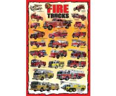 Empire Merchandising GmbH Consignment Poster éducatif avec cadre Motif en anglais évolution du camion de pompier