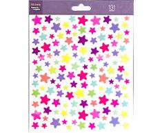 NOUVELLES IMAGES 75007593 Etoile Ensemble de 131 Mini Stickers Finition Matière PVC Transparent Multicolore 14.49 x 7.5 x 0.1 cm