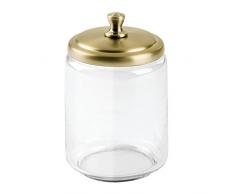 iDesign Bocal en Verre, York Bathroom Vanity, pour Boules de Coton, disques Ã dÃ©maquiller-Grand, Transparent/Laiton Souple, 8,9 x 0,25 x 15,2 cm