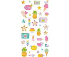 Artemio 11004473 Set de 36 Autocollants, Plastique, Multicolore, 7,5 x 0,3 x 18 cm