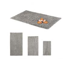 Relaxdays Tapis de Bain Shaggy, Coton, Gris, 60 x 100 cm