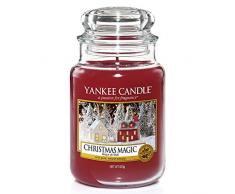 Yankee Candle bougie moyenne jarre classique « Magie de Noël », rouge, 10,7 x 10,7 x 16,8 cm