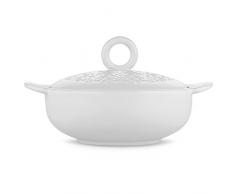 Alessi Mw43 Dressed Mini Cocotte en Céramique Stoneware, Couvercle Décoré en Relief