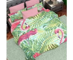 PETTI Artigiani Italiani - Housse de Couette, Lit (180x200), Flamants Roses, Tissu 100% Satin Frais, 100% Made in Italy