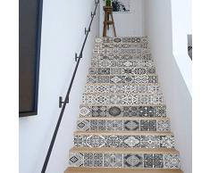 WALPLUS WFS045 Autocollants Vintage pour carrelage descalier Noir/Blanc 100 x 18 x 0,02 cm
