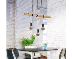 Briloner Leuchten 4015-035 Suspension Bois et mÃ©tal 3 Ampoules E27 Max. 25 W-Noir