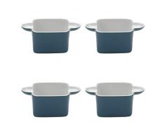 Bia 4 pièces Scoop Ramequin, Porcelaine, Bleu Sarcelle, 14.5 x 9.5 x 5.5 cm