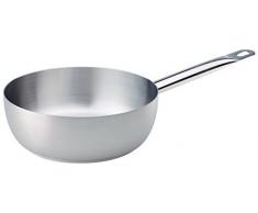 Pentole Agnelli Casserole Conique avec poignée Tubulaire en Acier Inoxydable, argenté 22 cm Argent