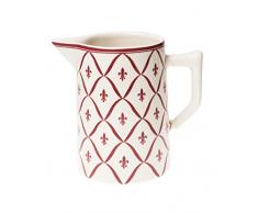 Depot dargonne Fleur de lys Motif Pichet, en CÃRAMIQUE, Rouge, 11.5Â x 16.5Â x 17Â cm