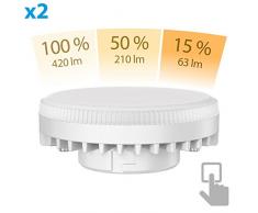 ledscom.de GX53 LED Ampoule 6W=38W 420lm Blanche-Chaude 3-Stufen (1. Stufe= 420lm 2. Stufe= 210lm 3. Stufe= 63lm) attÃ©nuation sans variateur avec Lichtschalter, 2 pcs