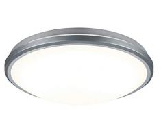 Reality, Plafonnier, Alcor incl. 1 x LED,SMD,12,0 Watt,3000K,1100 Lm. Plastique, Blanc, Corps: Plastique, Titane Ã:32,0cm, H:9,0cm IP20,DÃ©tecteur de mouvement