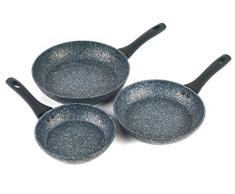 Salter, ARG Batterie de poêles 3 pièces antiadhésives en Aluminium forgé Megastone Collection BW06235S, 20, 24 et 28 cm, Argent, Plastic, Silver, 13,5 x 15,5 x 29,5 cm