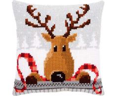Kit coussin au point de croix Renne avec écharpe