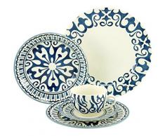 Creatable, 19714, Henna, Service de Table 30 piÃ©ces, Porcelaine, Multicolore/Bleu, 40 x 32,5 x 32,5 cm