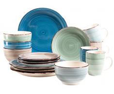 MÃSER 931212 Série Bel Tempo Service de vaisselle rétro de 16 pièces en céramique peinte à la main Multicolore Service pour 4 personnes