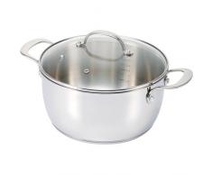 Bekaline 13511244 Belvia Faitout + couvercle verre en acier inoxydable 24 cm