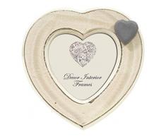 Zep HHC144 Désign Coeur Cadre Photo Décor Bois Crème Ivoire 10 x 10 cm