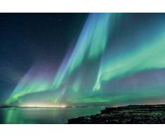 Tapisserie poster panoramique AURORE BORÉALE 4 x 2,70 m | Déco et photo murale XXL Qualité HD Scenolia