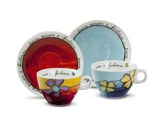 Egan paf12/1S Set de Tasses Ã Cappuccino, Porcelaine, Rouge/Clair, 4Â unitÃ©s