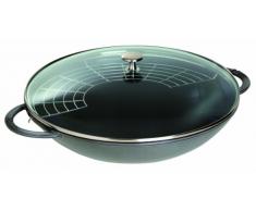 Staub 1313918 Wok Gris Graphite Avec Couvercle Verre 37 Cm