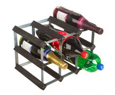 RTA Casier à vin, Acier Bois Dense, Cendre Noire, 9 Bottles Storage