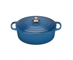 Le Creuset, Cocotte Signature en Fonte Ãmaillée avec Couvercle, à 31cm, Ovale, Compatible avec Toutes Sources de Chaleur (Induction Incluse), Capacité : 6.3 L, 5.705 kg, Bleu Marseille