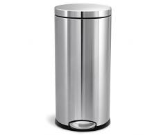 simplehuman CW1810 poubelle ronde à pédale, acier inox brossé 30 L