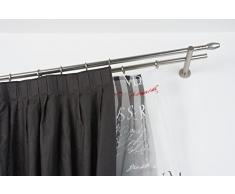 Double Tringle Ã rideaux: Ã 20 mm, L. 260 cm. avec tappo chic en acier satinÃ© - complet