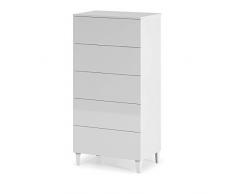Habitdesign 007835BO Chiffonnier Finition Blanche Brillante 117 x 61 x 40 cm