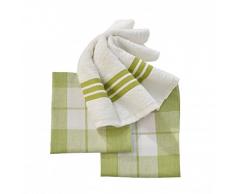 axentia Lot de torchons de cuisine modernes - Essuie-main Ã©ponge vert et beige - Torchons de vaisselle 100% coton 50 x 70 cm - Linge de cuisine pack de 3