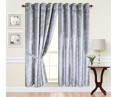 CUSHIONMANIA à Åillets prêts à être entièrement doublé en Velours pour Rideaux - Argent, 66 Wide X54 Drop