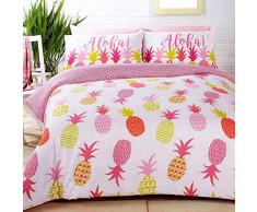 Rapport Ananas Housse de Couette, Coton Polyester, Multicolore, Double