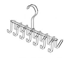 iDesign porte cravate à 14 crochets, petit porte ceinture en métal chromé, cintre rangement pour ceintures et cravates, argenté