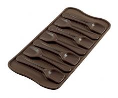 Silikomart 22.128.77.0065 SCG28 Moule pour Chocolat Forme Cuillères 7 Cavités Silicone Marron