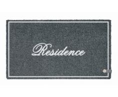 Young Generation Shoe Max YH 101338 Paillasson en Fibres de Coco avec Dos antidérapant en PVC Inscription Residence Argenté/Gris Clair 44 x 74 cm