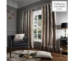 Catherine Lansfield Rideaux à Åillets en Velours écrasé, Polyester, Naturel, 168 x 137 cm
