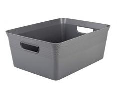 EDA 10312 G.GL Boite de Rangement 13L DÃ©cor Corde, polypropylÃ¨ne, Gris Galet, Dim. : 38 x 29 x 15 cm