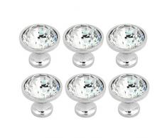 Bling Bling Faux cristal armoire commode Poignée de porte Bouton rond Lot de 6