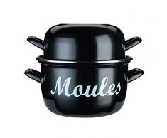 Kitchen Craft KCMPSML Mediterranean Marmite à Moules, Acier émaillé, Noir, 12 cm