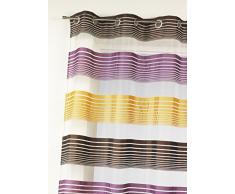 Home Maison HM6989301 Voilage à Fines Rayures Horizontales Organza Polyester Figue 140 x 240 cm