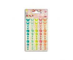 Toga Jardin Secret 60 Mini Stickers Epoxy, Plastique, Multicolore, 7.5 x 14 x 0.2 cm